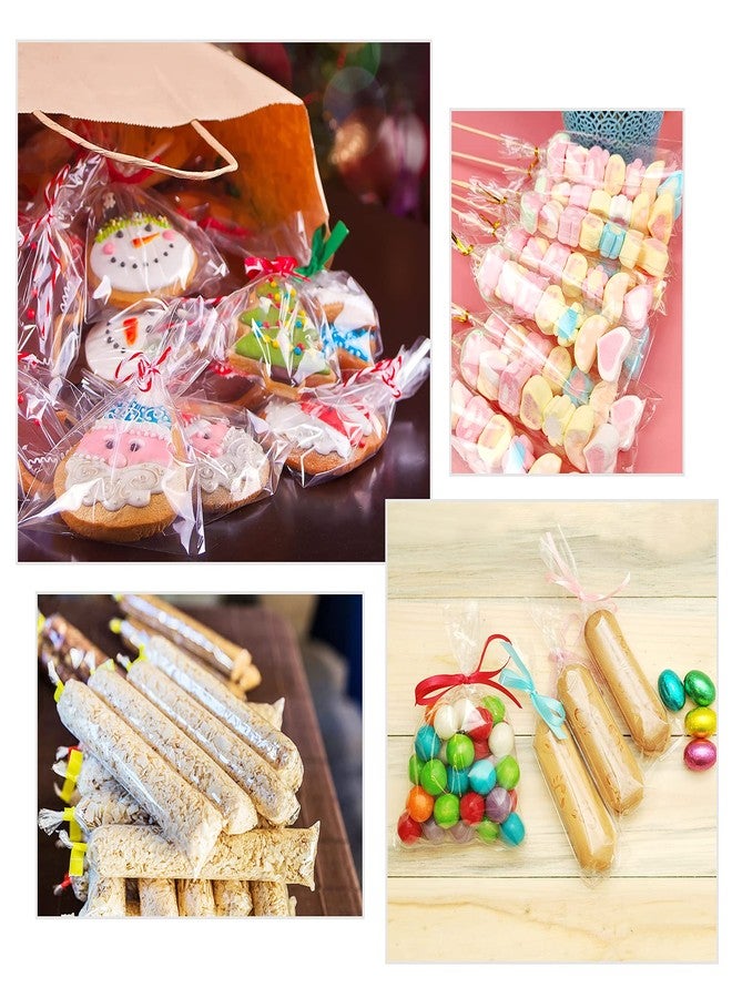 ASTARON 200 Pcs Pretzel Bags with Ties Pretzel Rod Bags Self Adhesive Birthday Party Treat Bags, Pretzels Sticks Individual Clear Cellophane Bags for Cookies Candies - Image 5